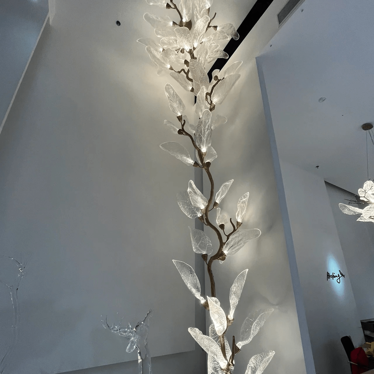 Creative Bionic Resin Leaves Chandelier for Living Room/Dining Room/Staircase - Wall Lamp/W31.5"*H70.8"Warm LightBlushlighting