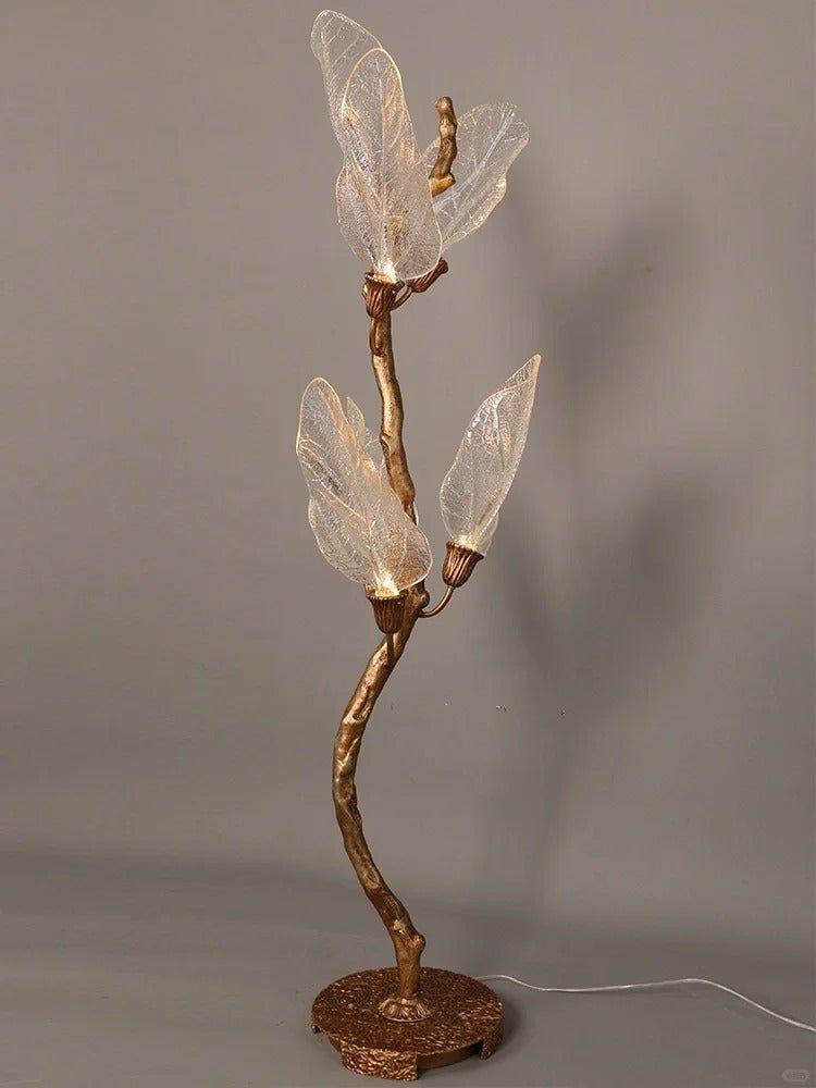 Creative Bionic Resin Leaves Chandelier for Living Room/Dining Room/Staircase - Floor Lamp/D23.6"*H63"Warm LightBlushlighting