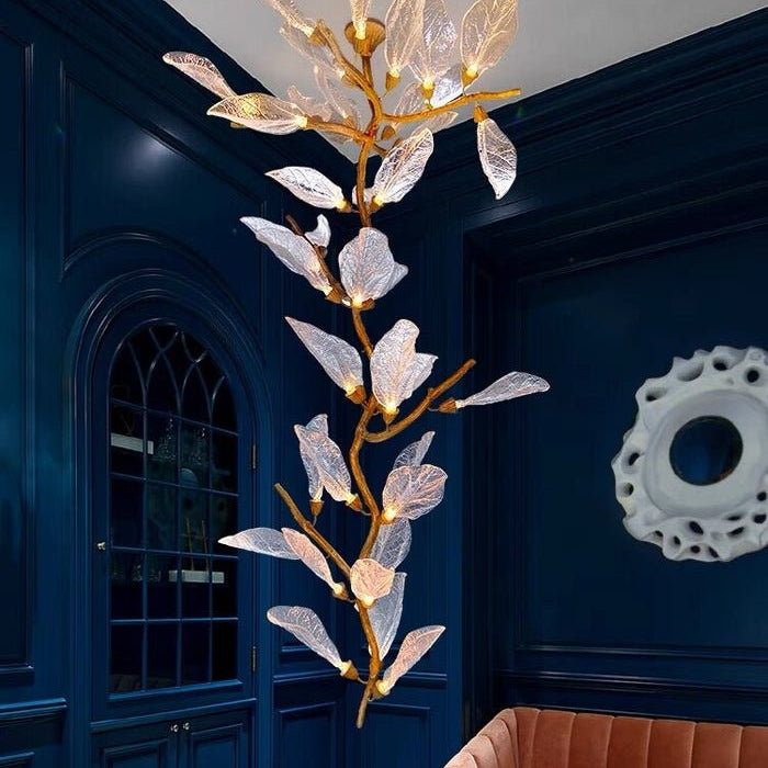 Creative Bionic Resin Leaves Chandelier for Living Room/Dining Room/Staircase - Wall Lamp/W27.5"*H59.1"Warm LightBlushlighting