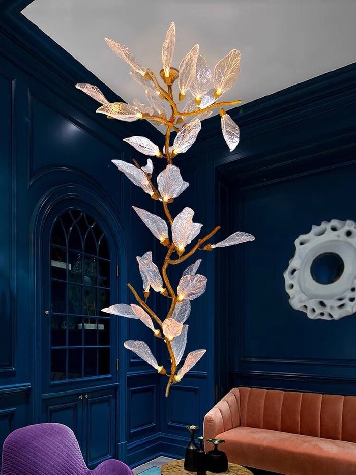 Creative Bionic Resin Leaves Chandelier for Living Room/Dining Room/Staircase - Wall Lamp/W27.5"*H59.1"Warm LightBlushlighting