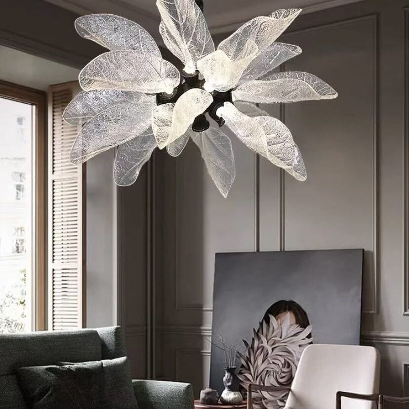 Creative Bionic Resin Leaves Chandelier for Living Room/Dining Room/Staircase - Wall Lamp/W27.5"*H59.1"Warm LightBlushlighting