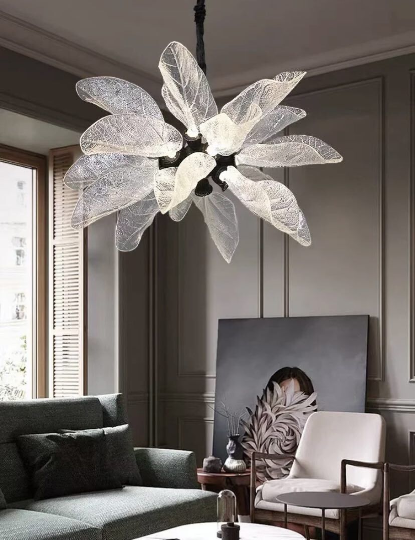 Creative Bionic Resin Leaves Chandelier for Living Room/Dining Room/Staircase - Wall Lamp/W27.5"*H59.1"Warm LightBlushlighting