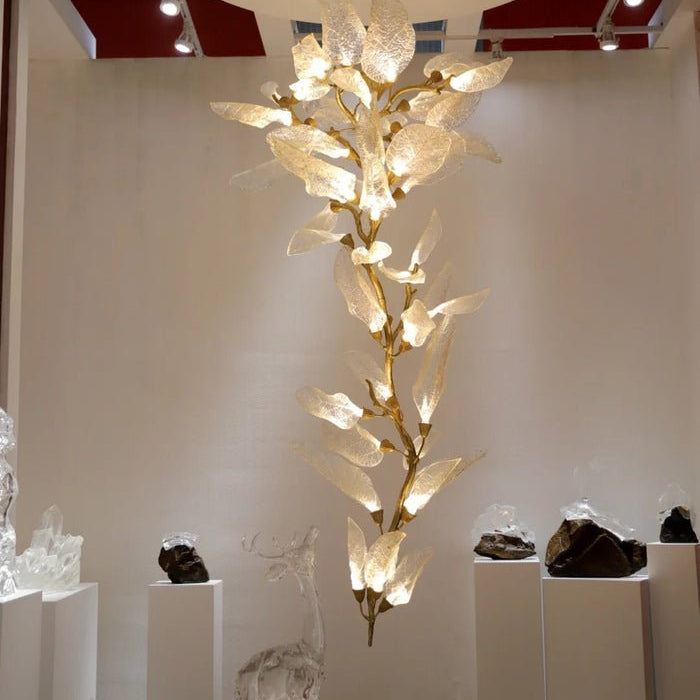 Creative Bionic Resin Leaves Chandelier for Living Room/Dining Room/Staircase - Linear/L47.2"*H19.7"Warm LightBlushlighting