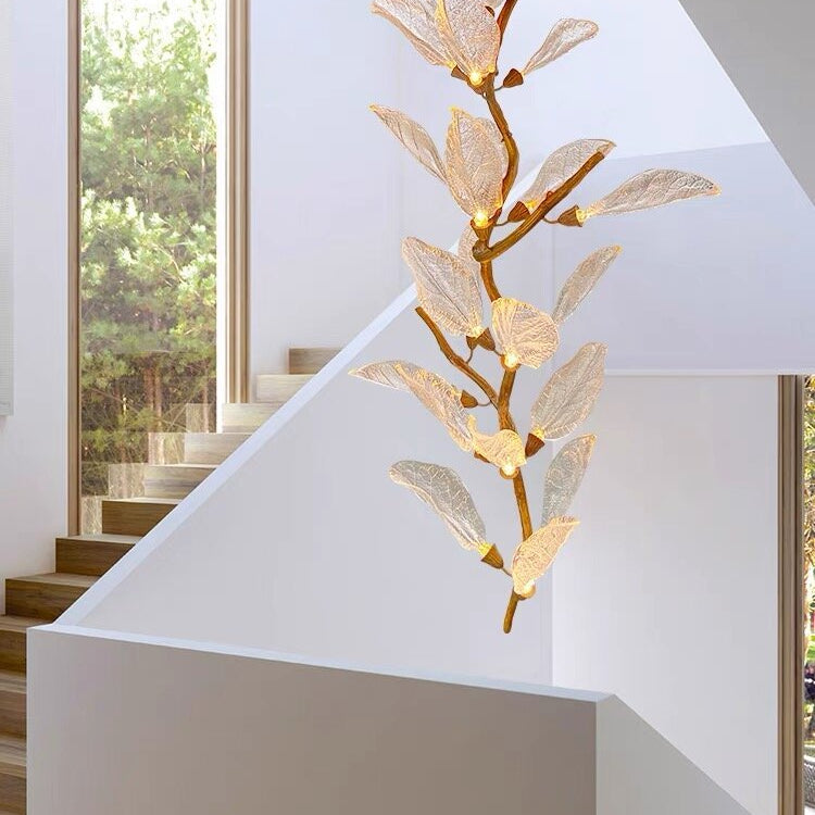 Creative Bionic Resin Leaves Chandelier for Living Room/Dining Room/Staircase - Wall Lamp/W27.5"*H59.1"Warm LightBlushlighting