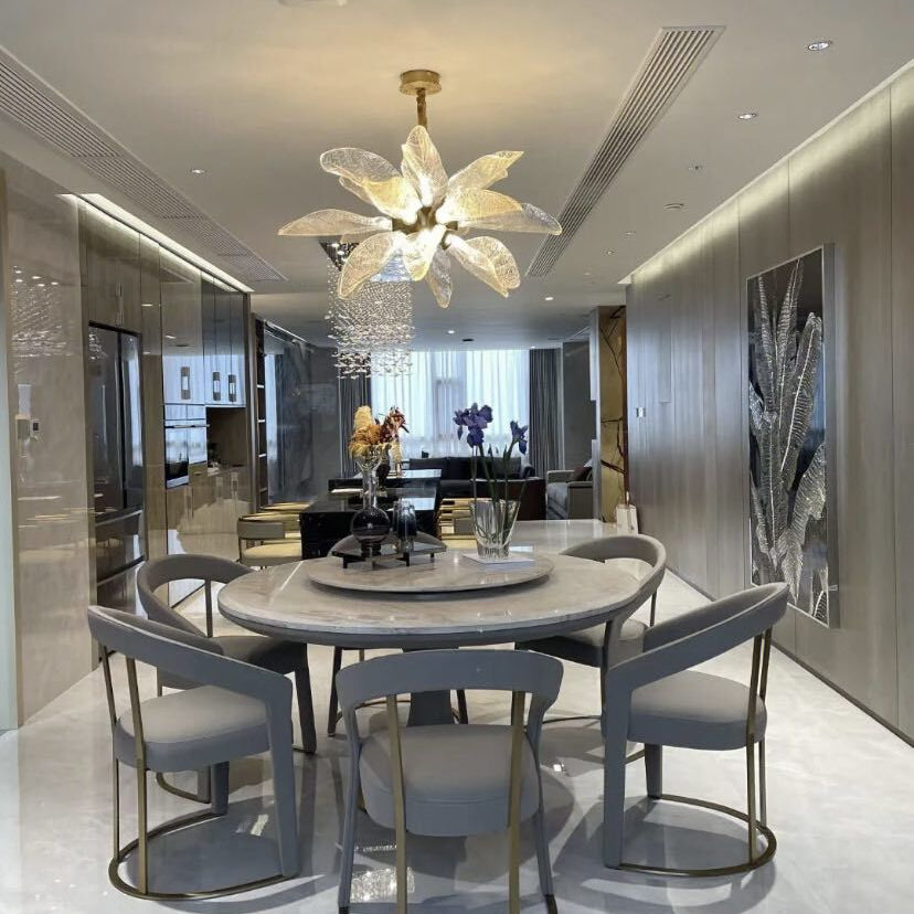 Creative Bionic Resin Leaves Chandelier for Living Room/Dining Room/Staircase - Wall Lamp/W27.5"*H59.1"Warm LightBlushlighting