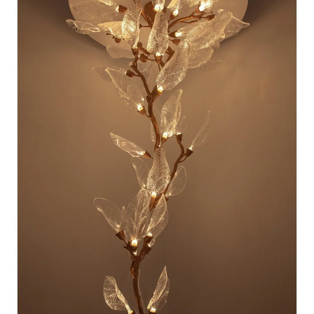 Creative Bionic Resin Leaves Chandelier for Living Room/Dining Room/Staircase - Linear/L47.2"*H19.7"Warm LightBlushlighting