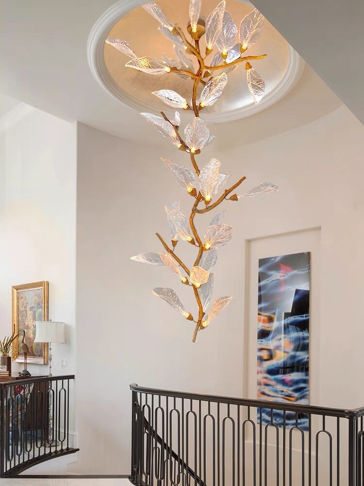 Creative Bionic Resin Leaves Chandelier for Living Room/Dining Room/Staircase - Floor Lamp/D23.6"*H63"Warm LightBlushlighting