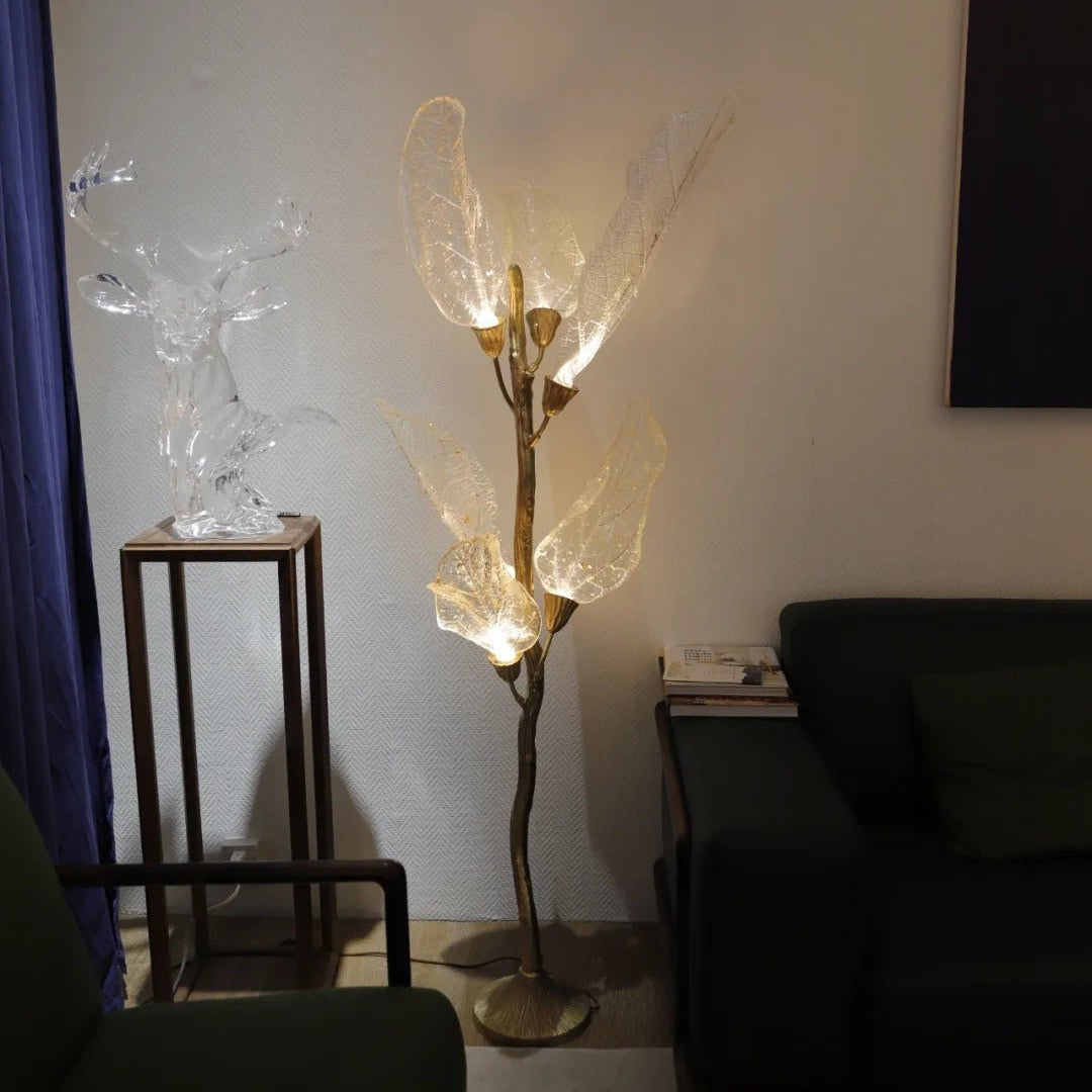 Creative Bionic Resin Leaves Chandelier for Living Room/Dining Room/Staircase - Linear/L47.2"*H19.7"Warm LightBlushlighting