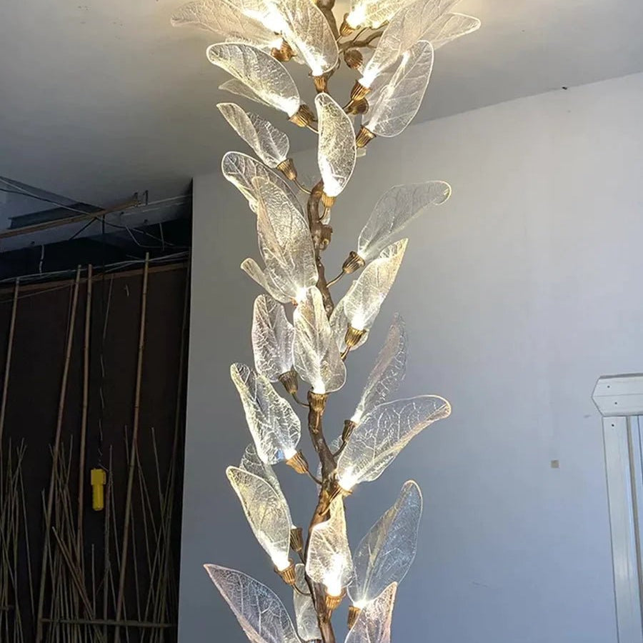 Creative Bionic Resin Leaves Chandelier for Living Room/Dining Room/Staircase - Wall Lamp/W31.5"*H70.8"Warm LightBlushlighting