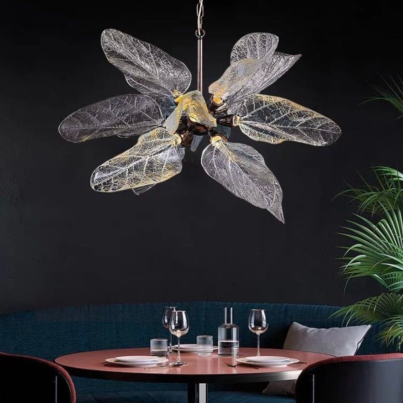 Creative Bionic Resin Leaves Chandelier for Living Room/Dining Room/Staircase - Flush Mount/D39.4"*H86.6"Warm LightBlushlighting