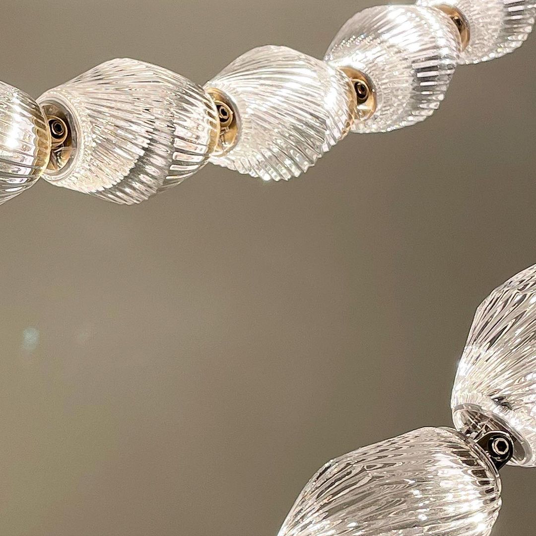 Creative Glass Pearl Necklace Pendant Chandelier for Living/Dining Room/Staircase - L39.4"/3.5kgOneWarm LightBlushlighting