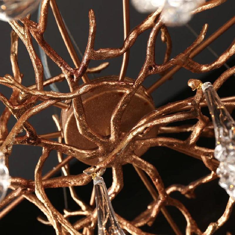 Creative Rose Crystal Brass Branch Chandelier - Blushlighting