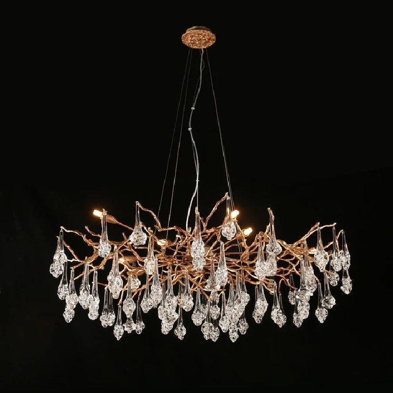 Creative Rose Crystal Brass Branch Chandelier - Blushlighting
