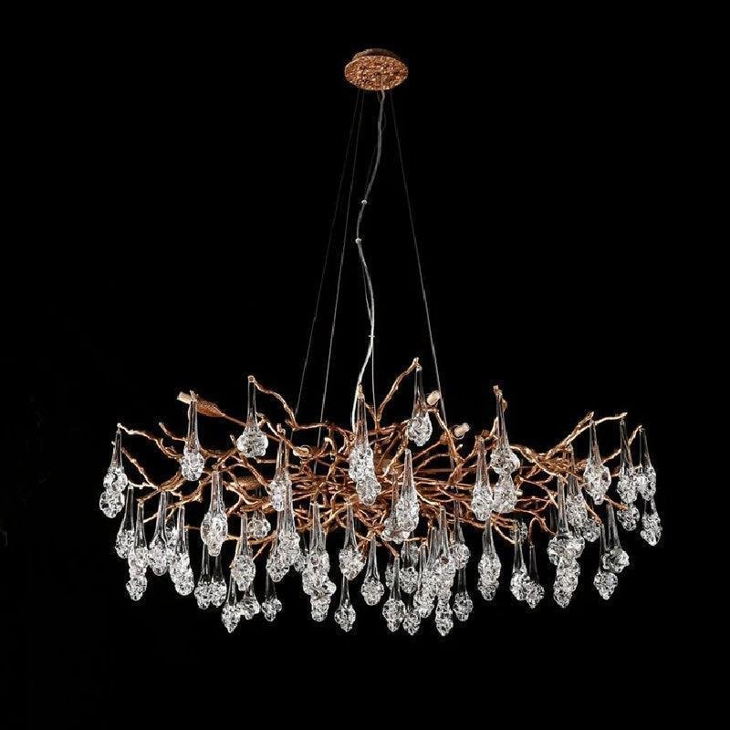 Creative Rose Crystal Brass Branch Chandelier - Blushlighting