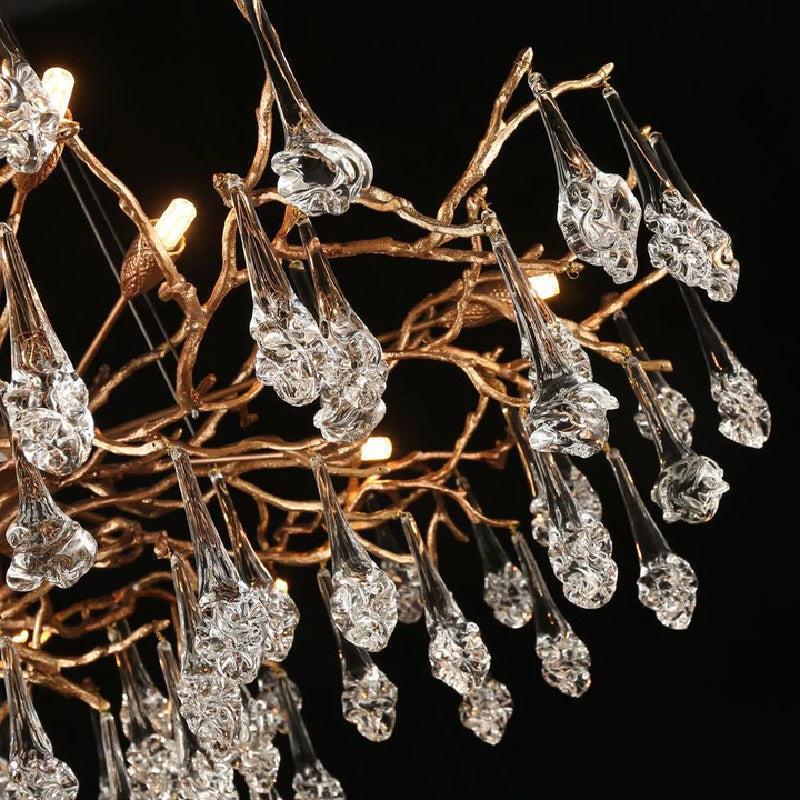 Creative Rose Crystal Brass Branch Chandelier - Blushlighting