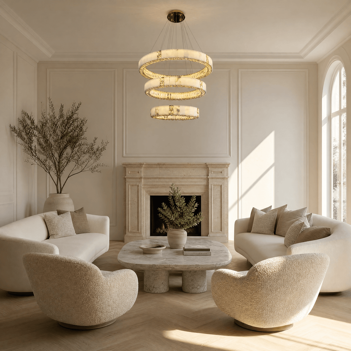 Cristallo Modern Tiered Ring Chandelier - D400Blushlighting
