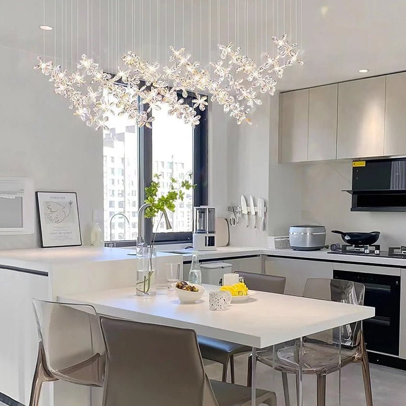Cross Star Flower Crystal Chandelier - ∅ 47.2″ x H 59.1″ / Dia 120cm x H 150cmSilver & ClearWarm LightBlushlighting