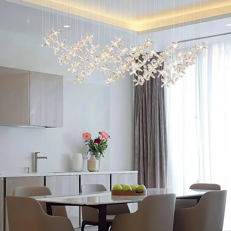 Cross Star Flower Crystal Chandelier - ∅ 47.2″ x H 59.1″ / Dia 120cm x H 150cmSilver & ClearWarm LightBlushlighting