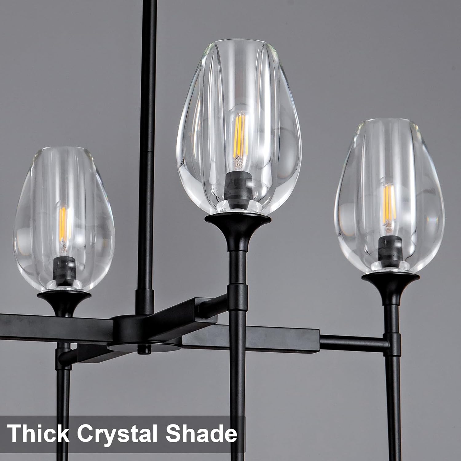 Crystal Black Adjustable 28" Tulip Pendant Chandelier with 4 Lights - Black - 27in - 4LightsBlushlighting