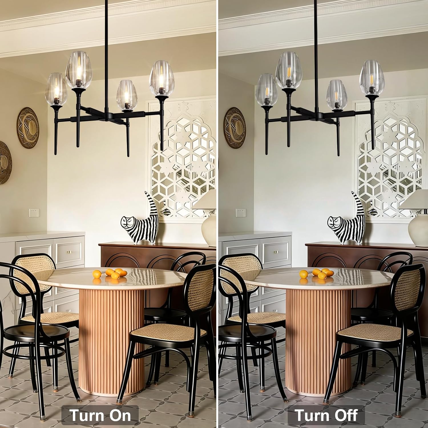 Crystal Black Pendant Lights Kitchen Island - 4 - Black - 54inBlushlighting