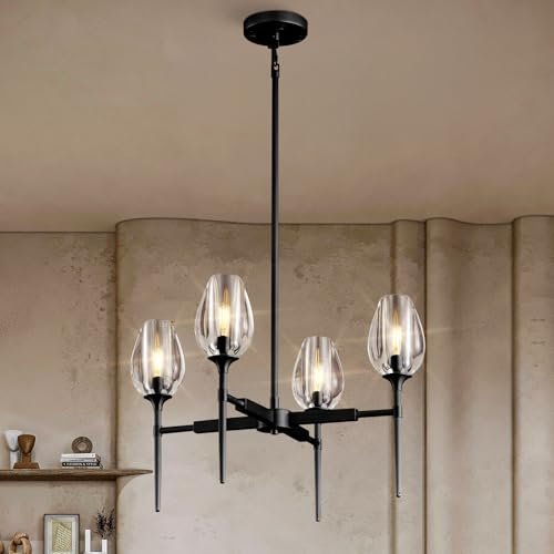 Crystal Black Pendant Lights Kitchen Island - 4 - Black - 54inBlushlighting