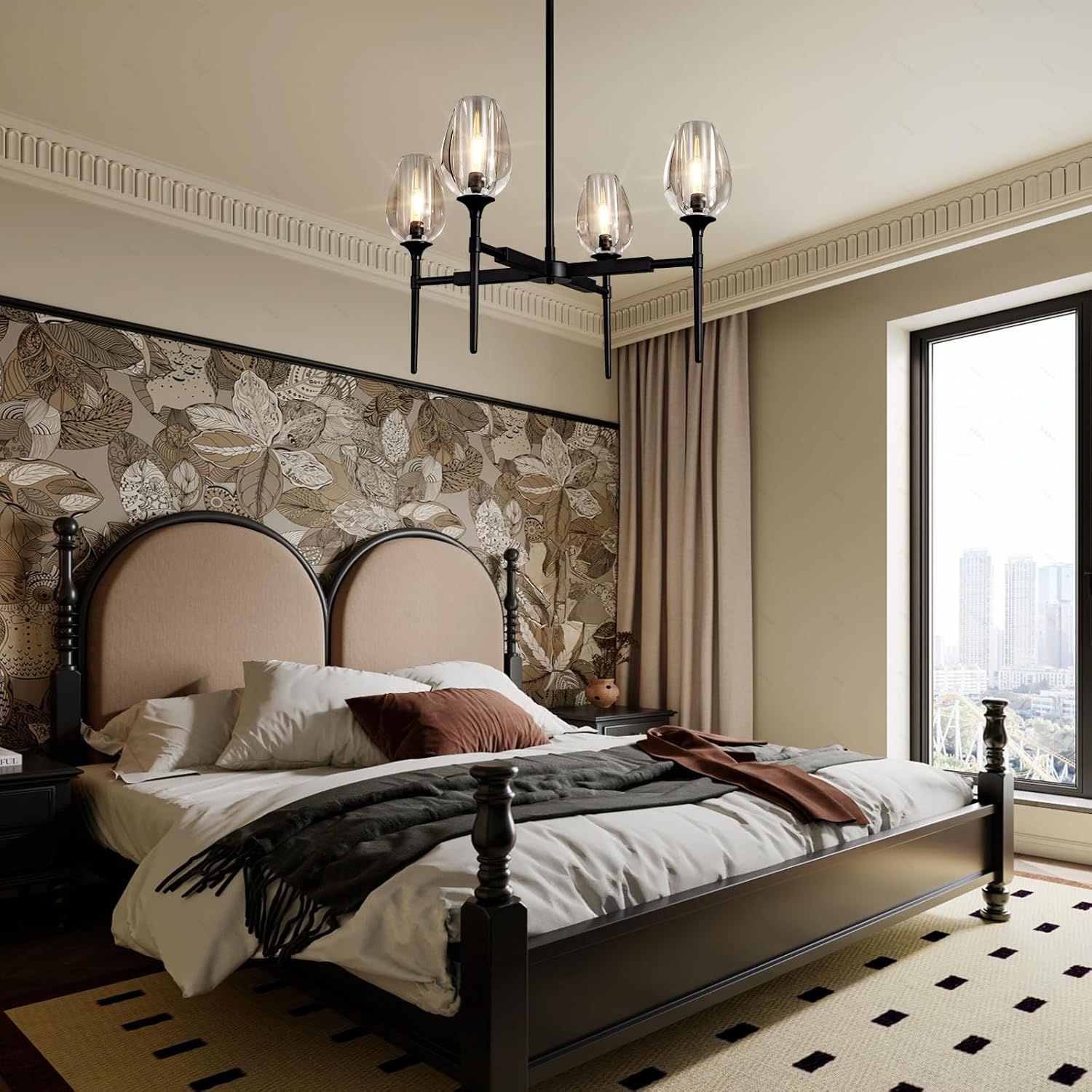 Crystal Black Pendant Lights Kitchen Island - 4 - Black - 54inBlushlighting