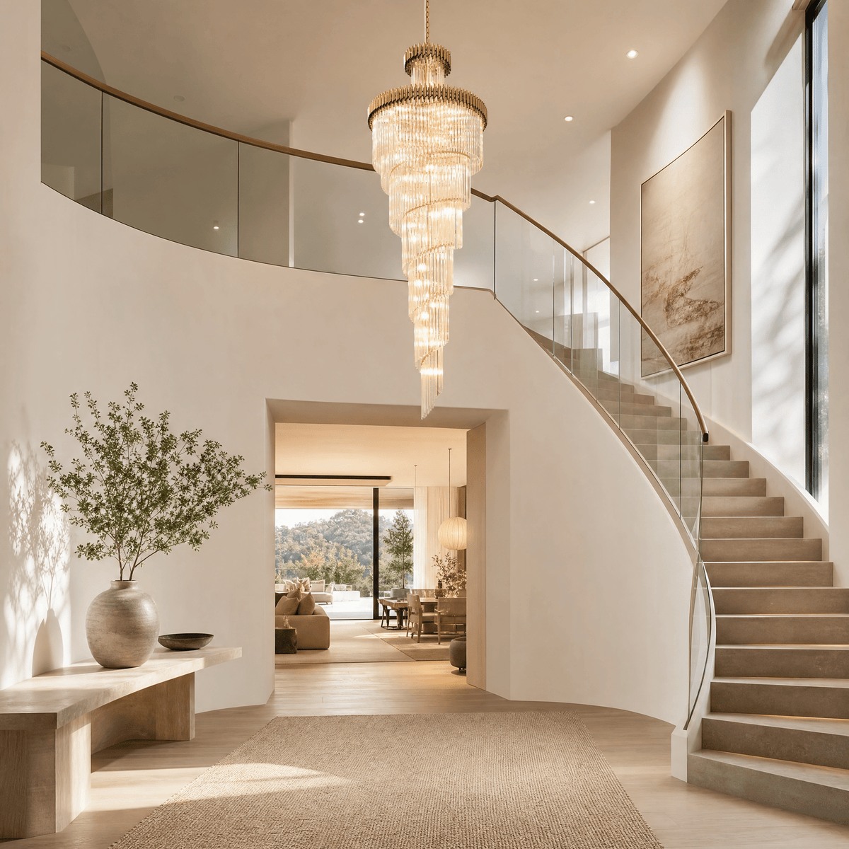 Crystal Spiral Chandelier – Gold Finish, 39‑in Diameter - Blushlighting