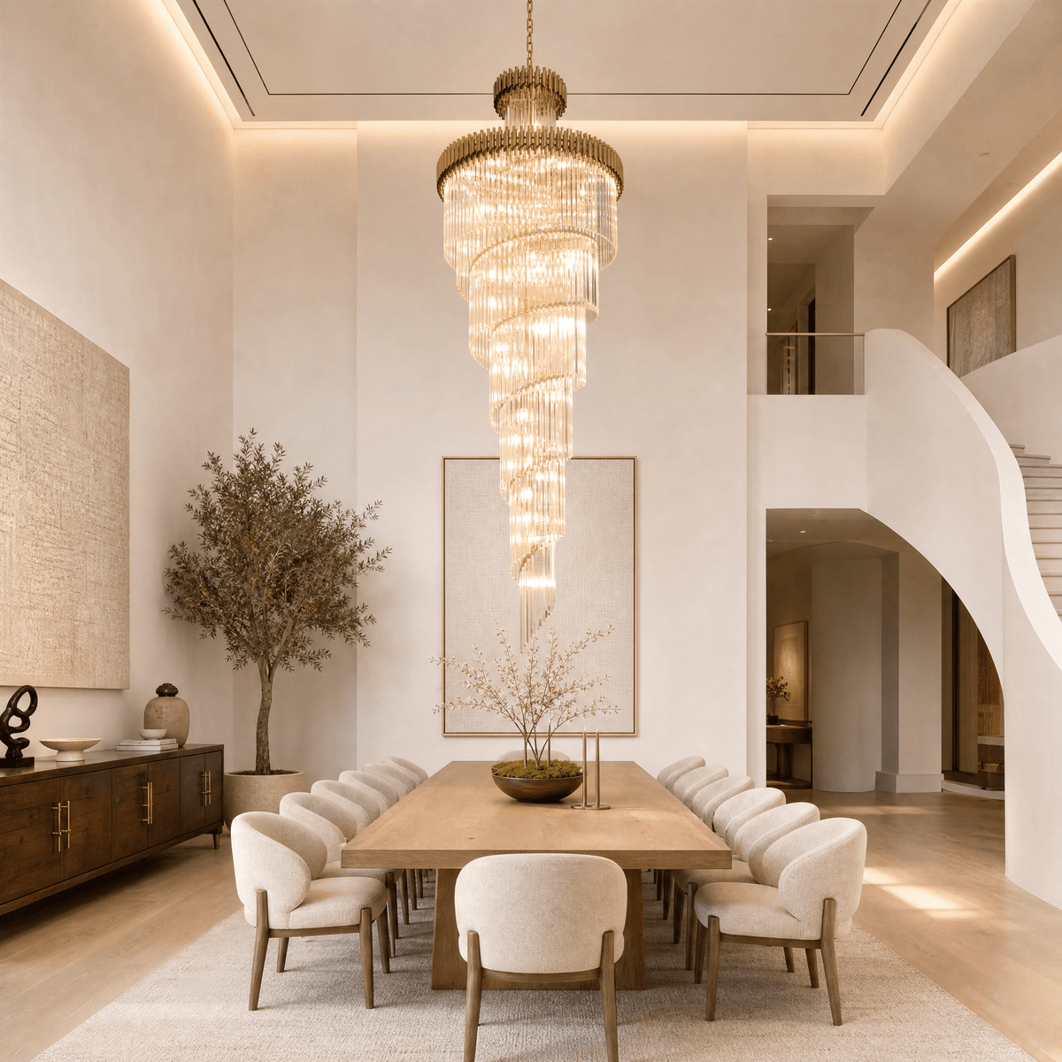 Crystal Spiral Chandelier – Gold Finish, 39‑in Diameter - Blushlighting