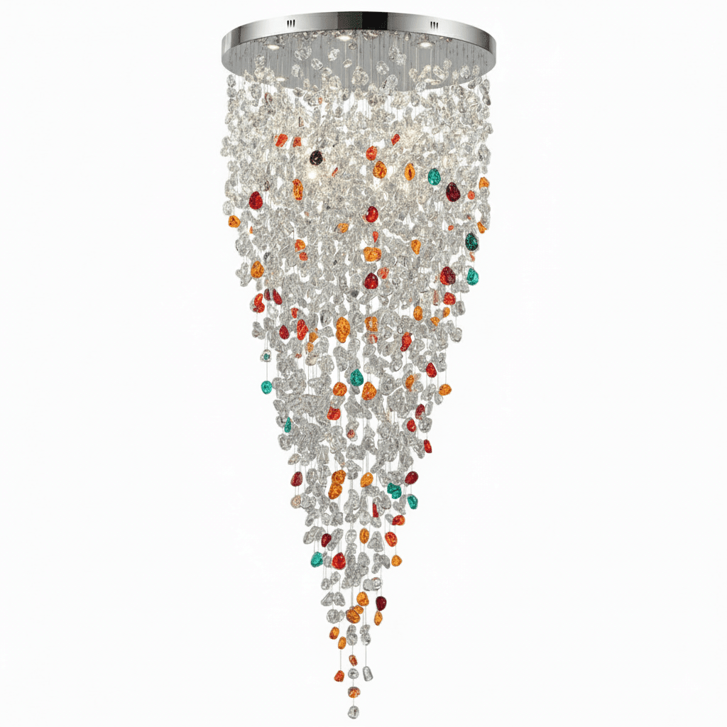 Crystal Stone Crystal Spiral Chandelier - Round Canopy ∅ 39.4″ x H 59.1″ / Dia 100cm x H 150cmBlushlighting