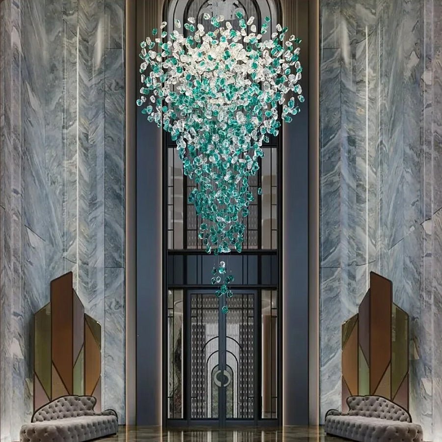 Crystal Stone Crystal Spiral Chandelier - Long canopy L 47.2″ x W 15.7″ x H 59.1″ / L 120cm x W 40cm x H 150cmBlushlighting