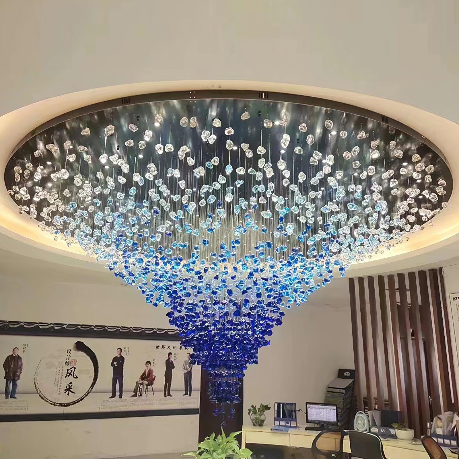 Crystal Stone Crystal Spiral Chandelier - Long canopy L 47.2″ x W 15.7″ x H 59.1″ / L 120cm x W 40cm x H 150cmBlushlighting