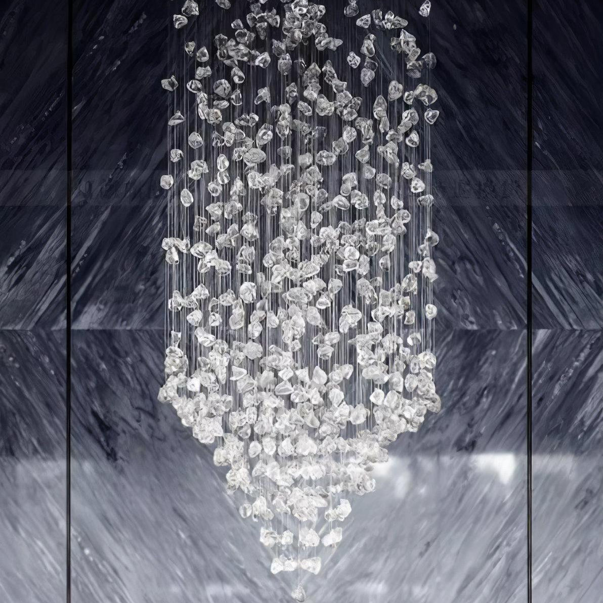 Crystal Stone Crystal Spiral Chandelier - Long canopy L 47.2″ x W 15.7″ x H 59.1″ / L 120cm x W 40cm x H 150cmBlushlighting