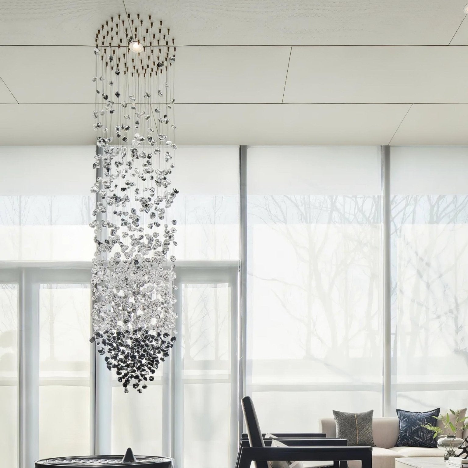 Crystal Stone Crystal Spiral Chandelier - Long canopy L 47.2″ x W 15.7″ x H 59.1″ / L 120cm x W 40cm x H 150cmBlushlighting