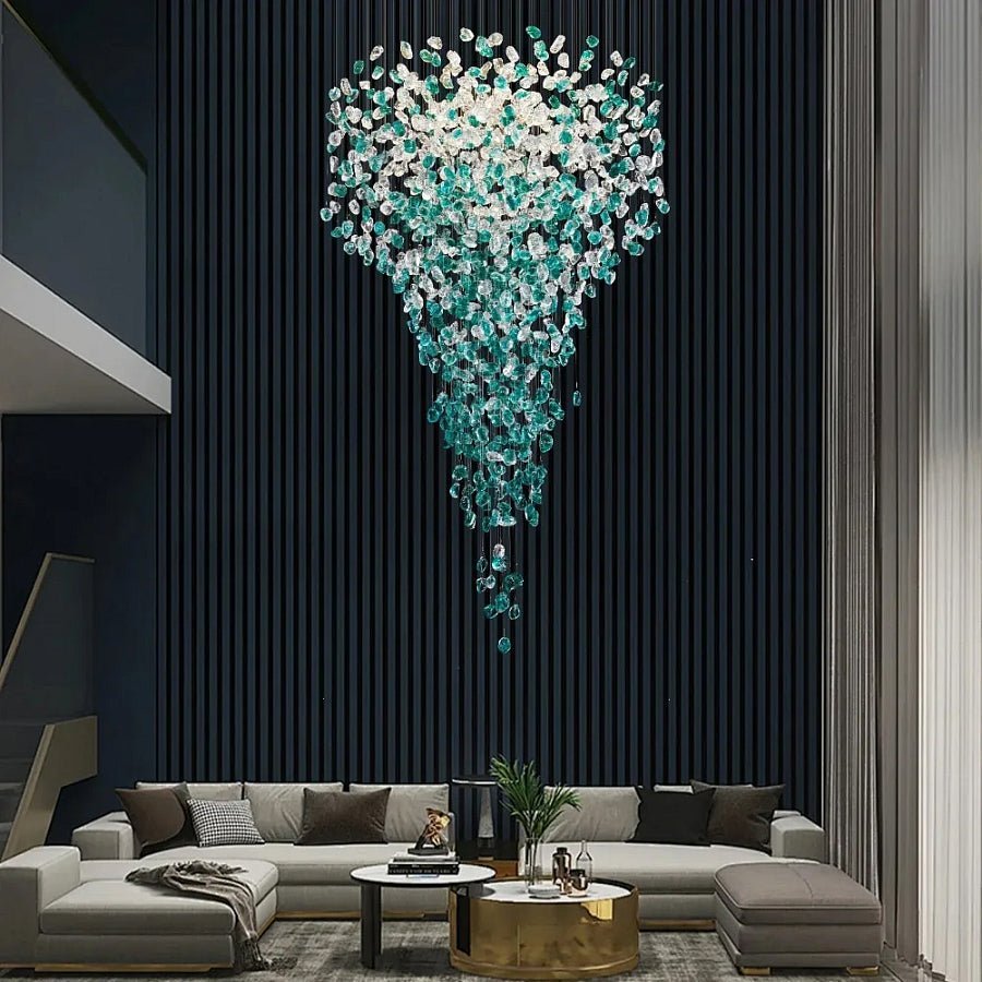 Crystal Stone Crystal Spiral Chandelier - Long canopy L 47.2″ x W 15.7″ x H 59.1″ / L 120cm x W 40cm x H 150cmBlushlighting