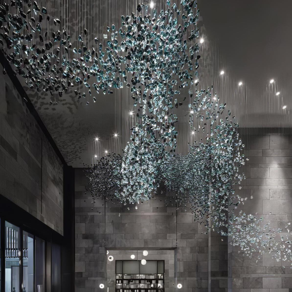 Crystal Stone Crystal Spiral Chandelier - Long canopy L 47.2″ x W 15.7″ x H 59.1″ / L 120cm x W 40cm x H 150cmBlushlighting