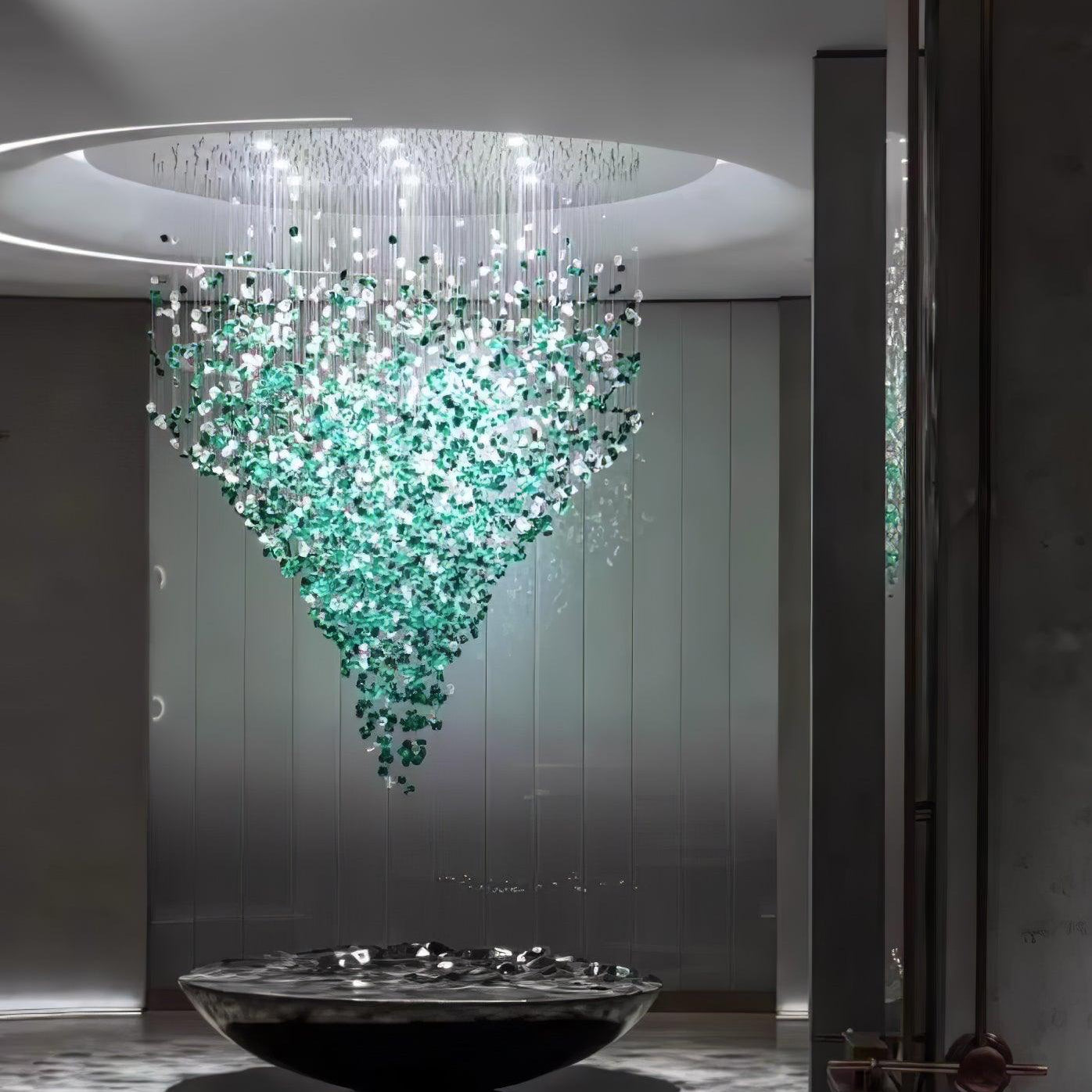 Crystal Stone Crystal Spiral Chandelier - Long canopy L 47.2″ x W 15.7″ x H 59.1″ / L 120cm x W 40cm x H 150cmBlushlighting