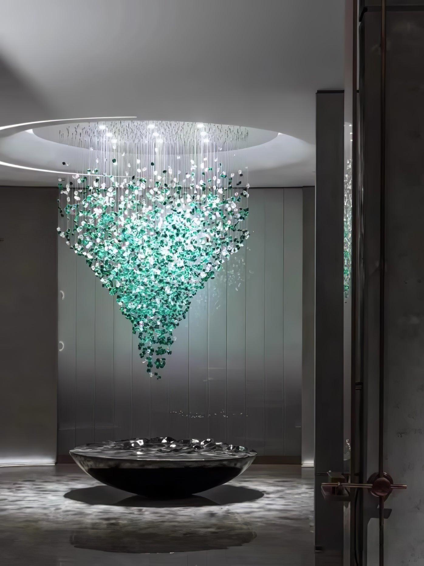 Crystal Stone Crystal Spiral Chandelier - Long canopy L 47.2″ x W 15.7″ x H 59.1″ / L 120cm x W 40cm x H 150cmBlushlighting