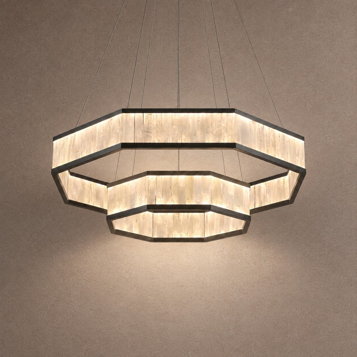 Crystara Modern Moroccan Stone Chandelier - Ø39.4" × H11.8" (Ø100 × H30 cm)Blushlighting