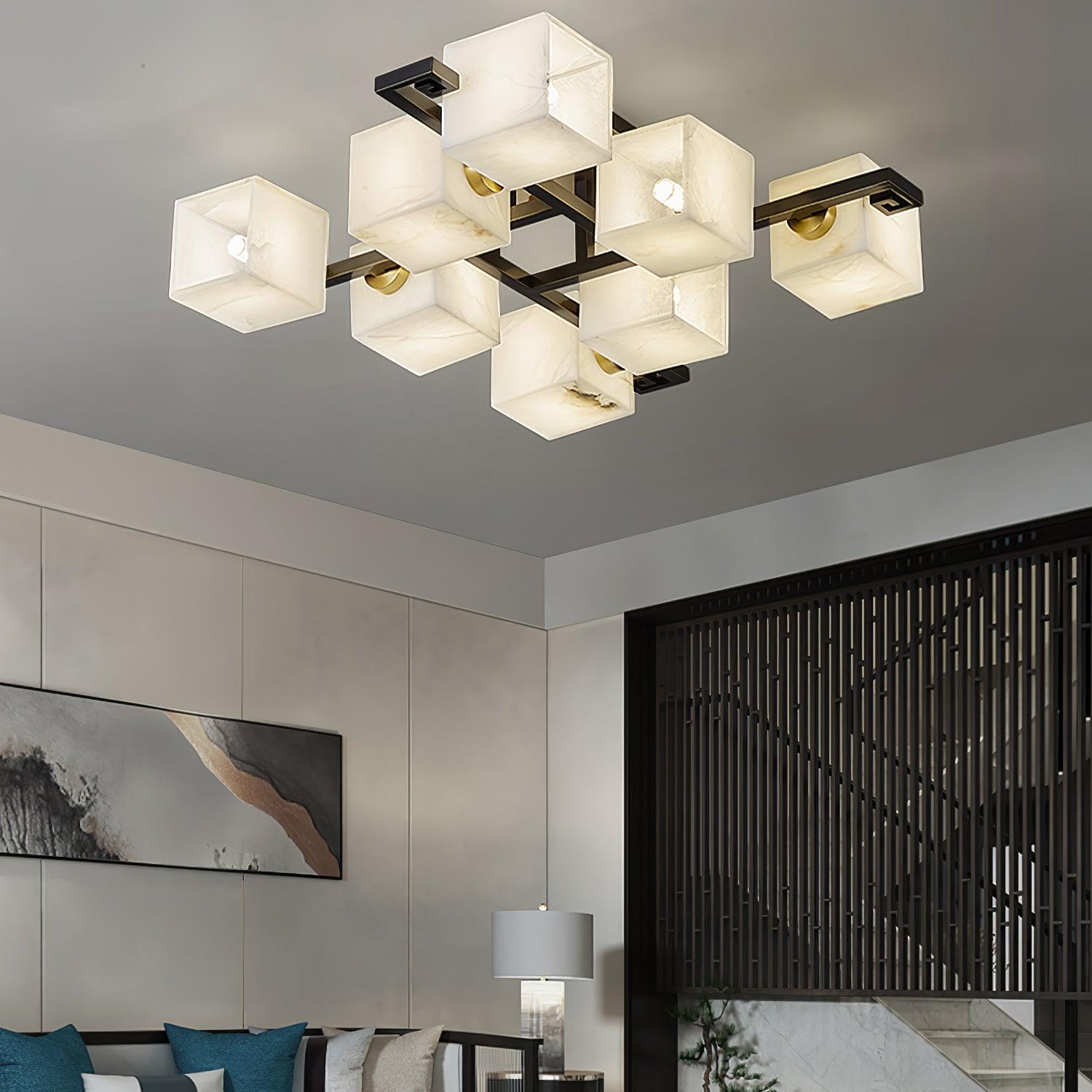 Cubist Alabaster Cluster Ceiling Lamp - by Blushlighting