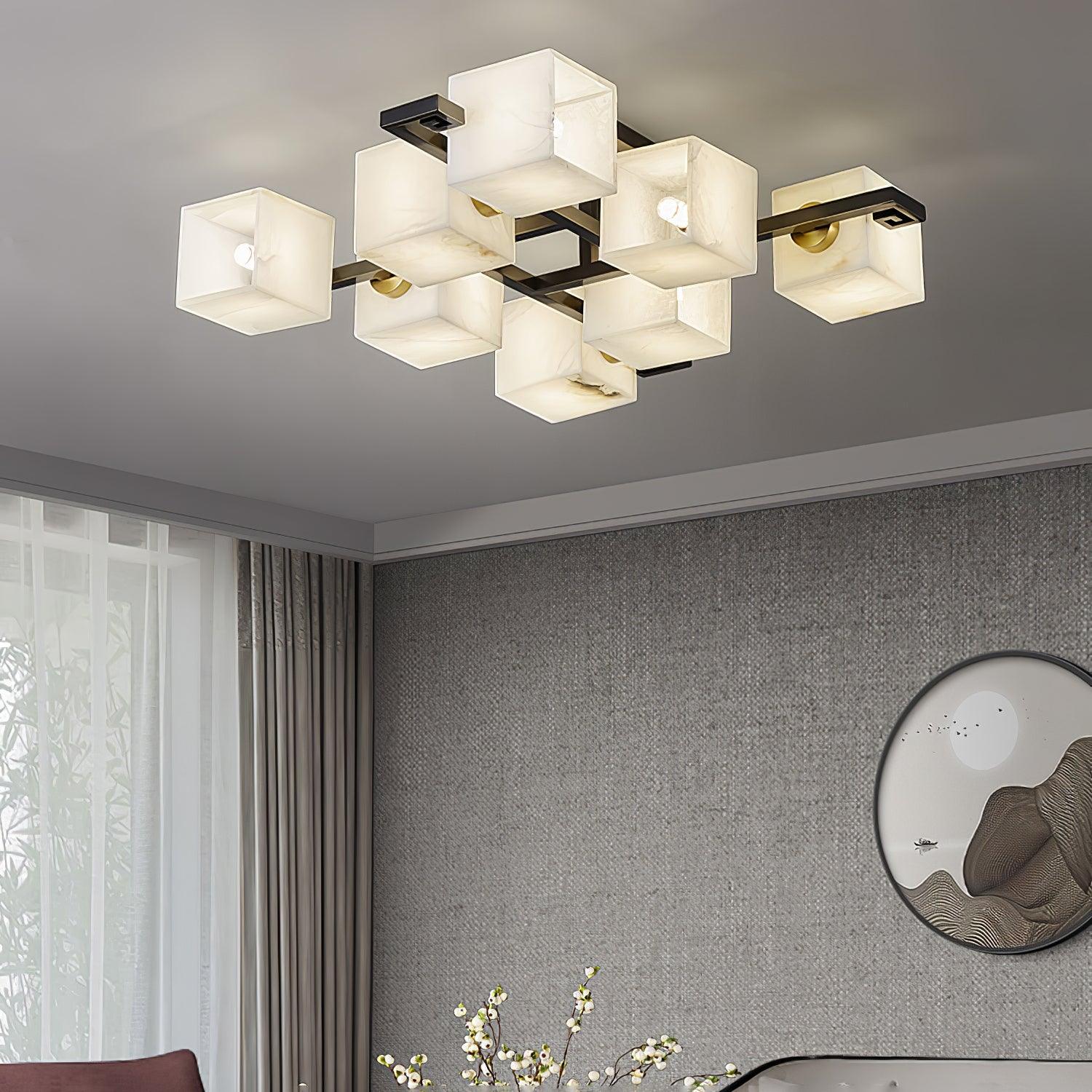 Cubist Alabaster Cluster Ceiling Lamp - by Blushlighting