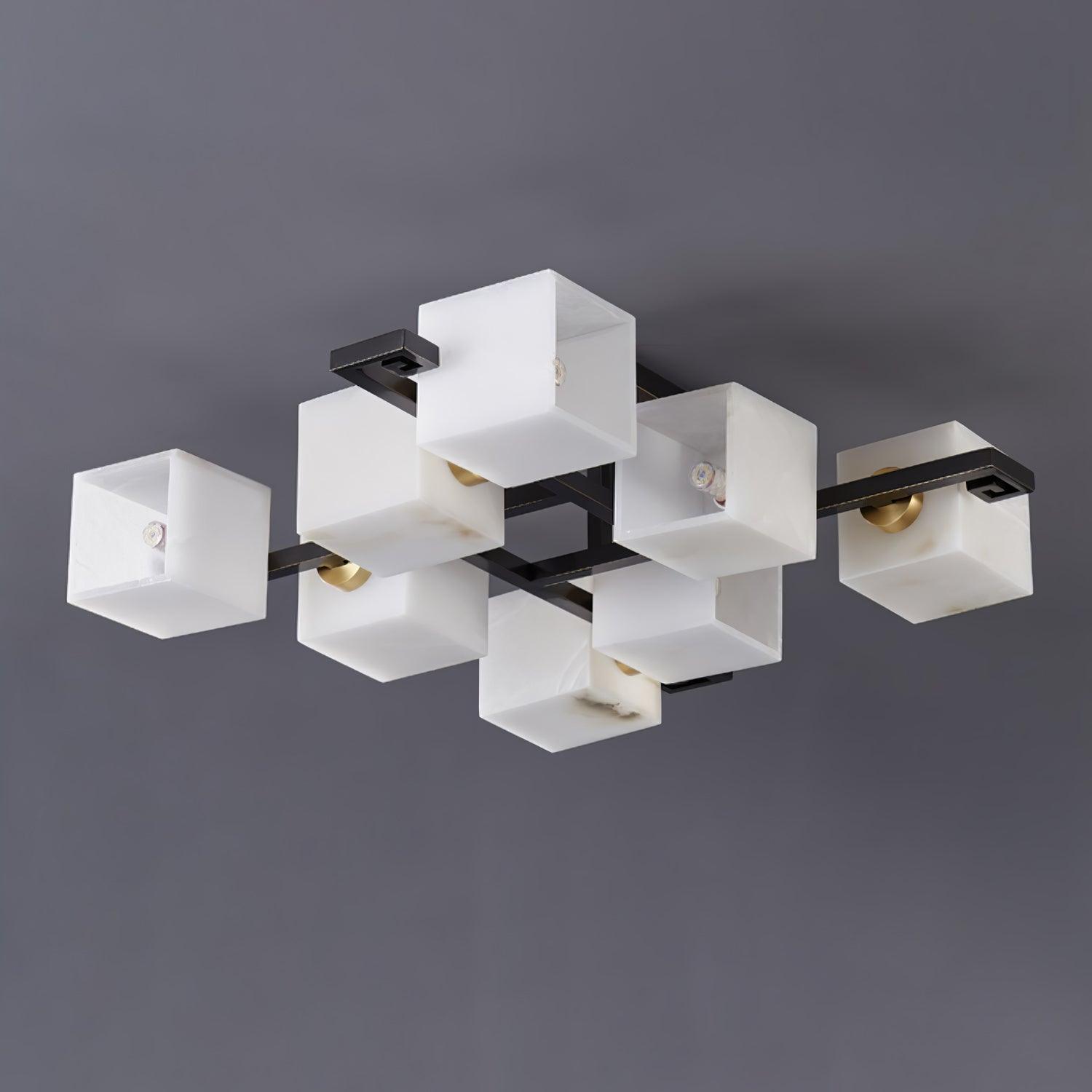 Cubist Alabaster Cluster Ceiling Lamp - by Blushlighting
