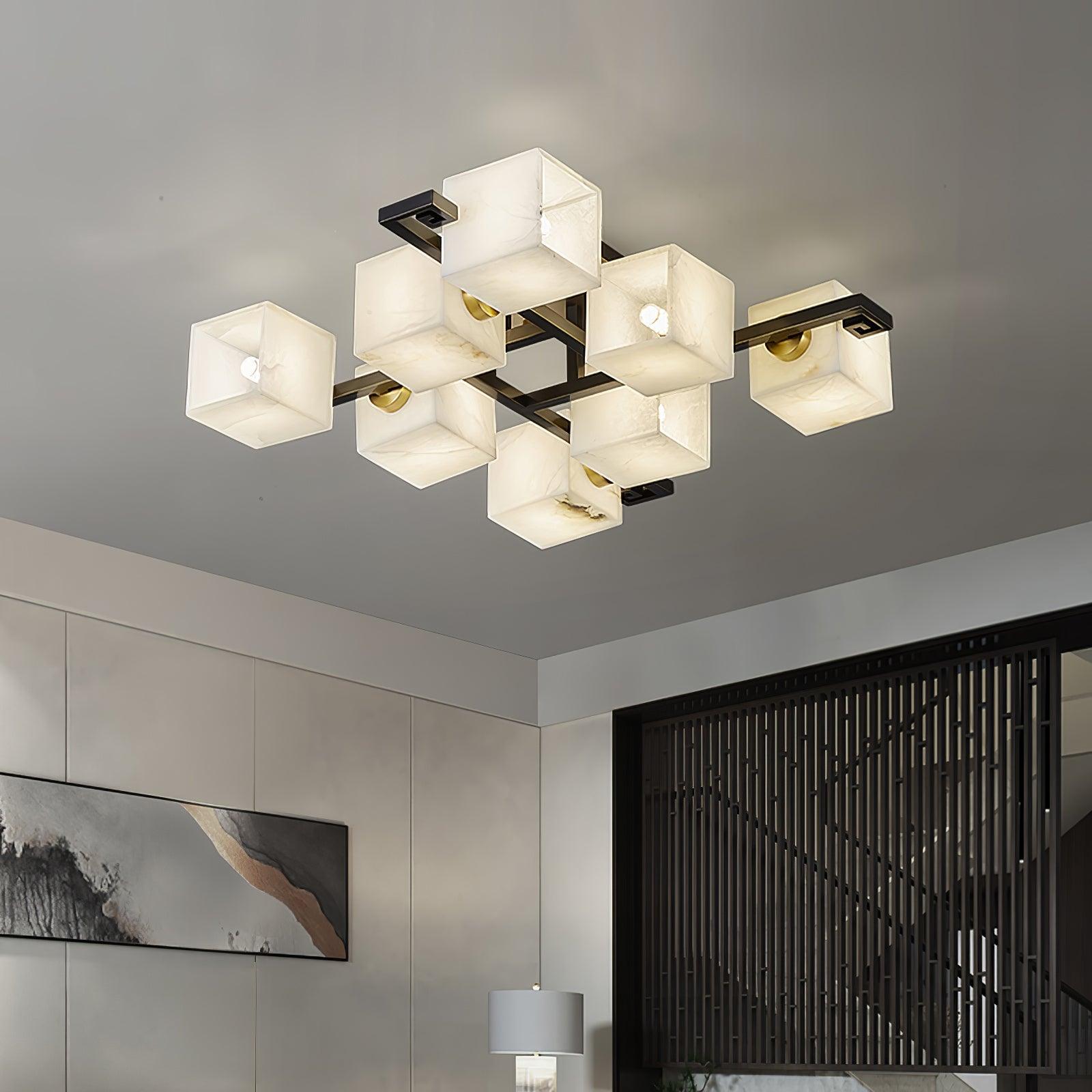 Cubist Alabaster Cluster Ceiling Lamp - by Blushlighting