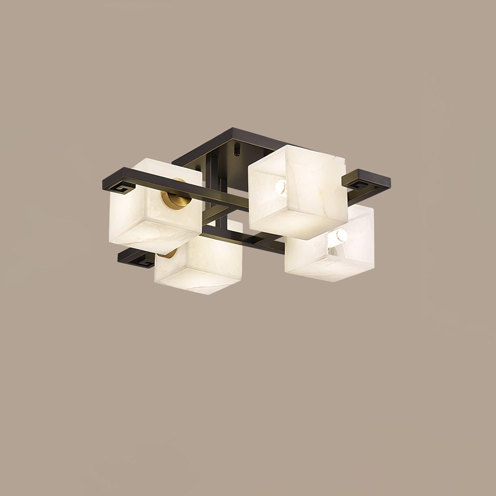 Cubist Alabaster Cluster Ceiling Lamp - 4 heads L 27.2″ x W 27.2″ x H 8.3″ / L 69cm x W 69cm x H 21cm by Blushlighting