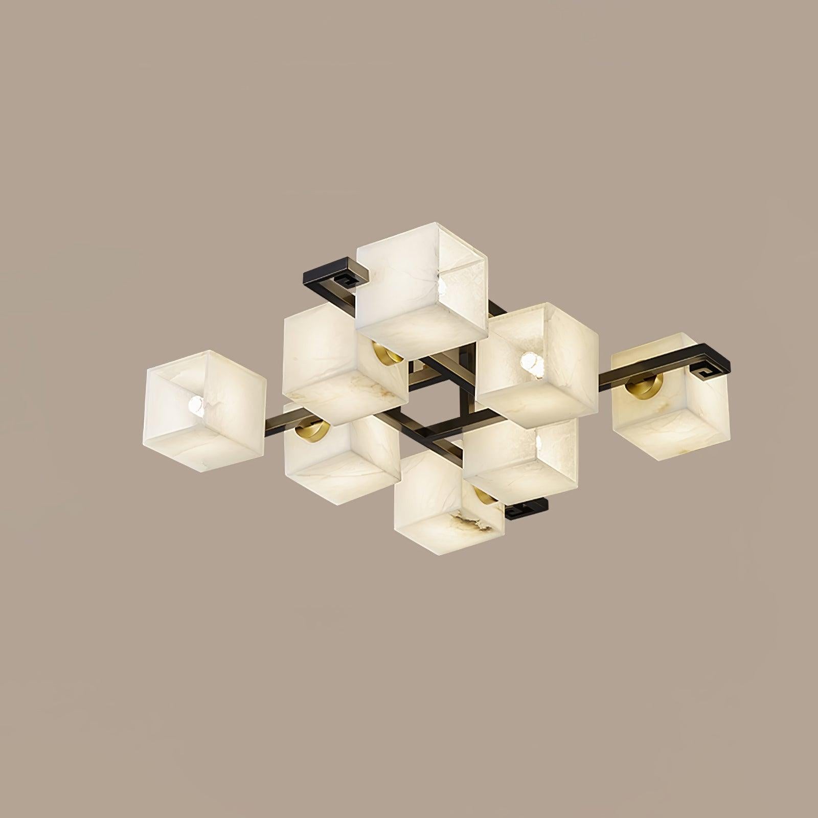 Cubist Alabaster Cluster Ceiling Lamp - 8 heads L 39.4″ x W 39.4″ x H 8.3″ / L 100cm x W 100cm x H 21cm by Blushlighting
