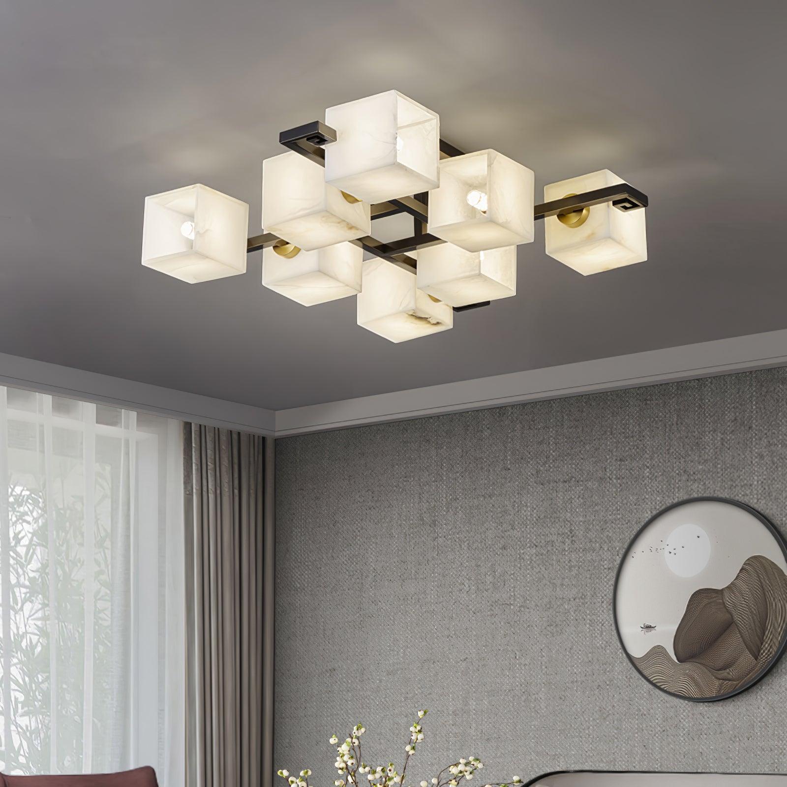 Cubist Alabaster Cluster Ceiling Lamp - by Blushlighting