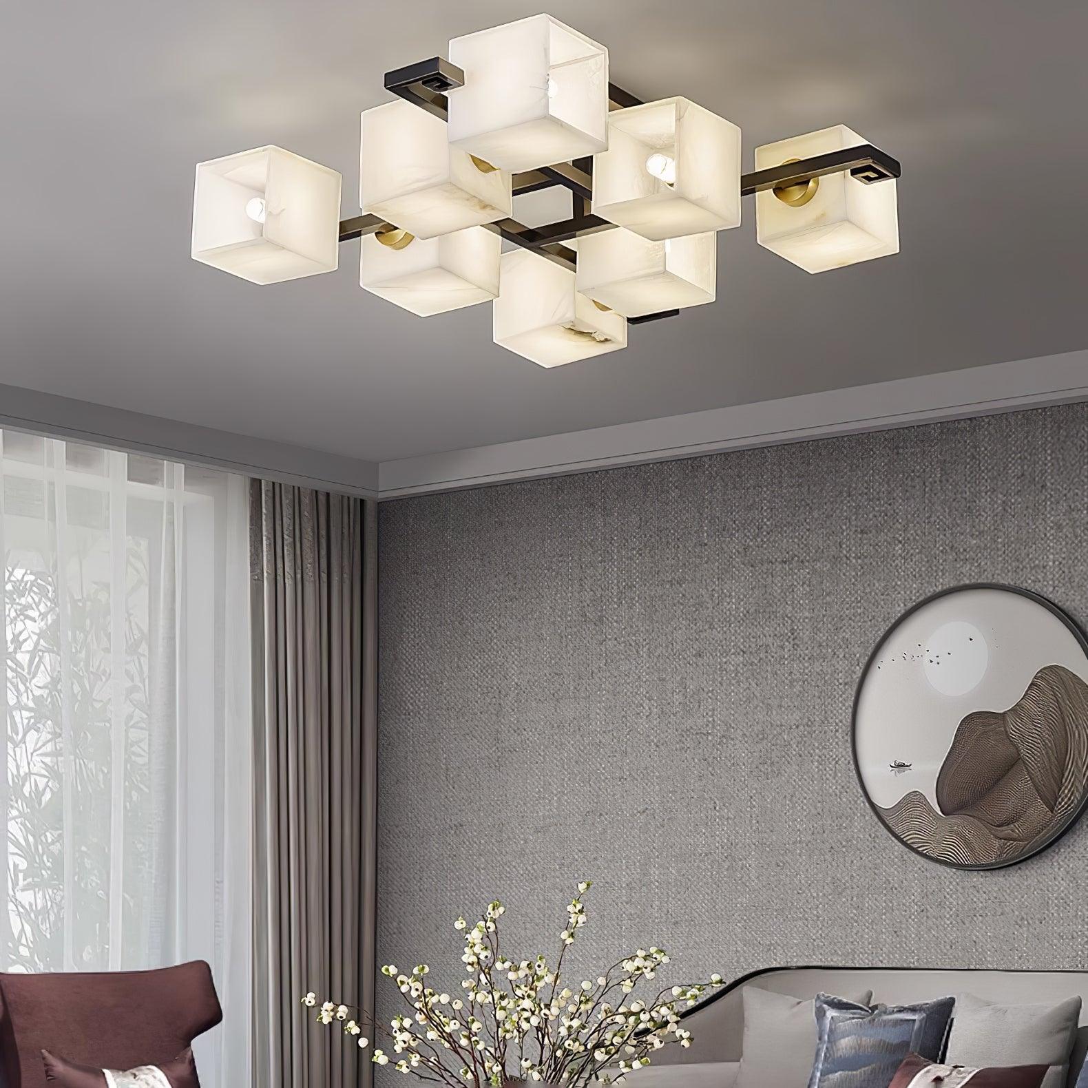 Cubist Alabaster Cluster Ceiling Lamp - by Blushlighting