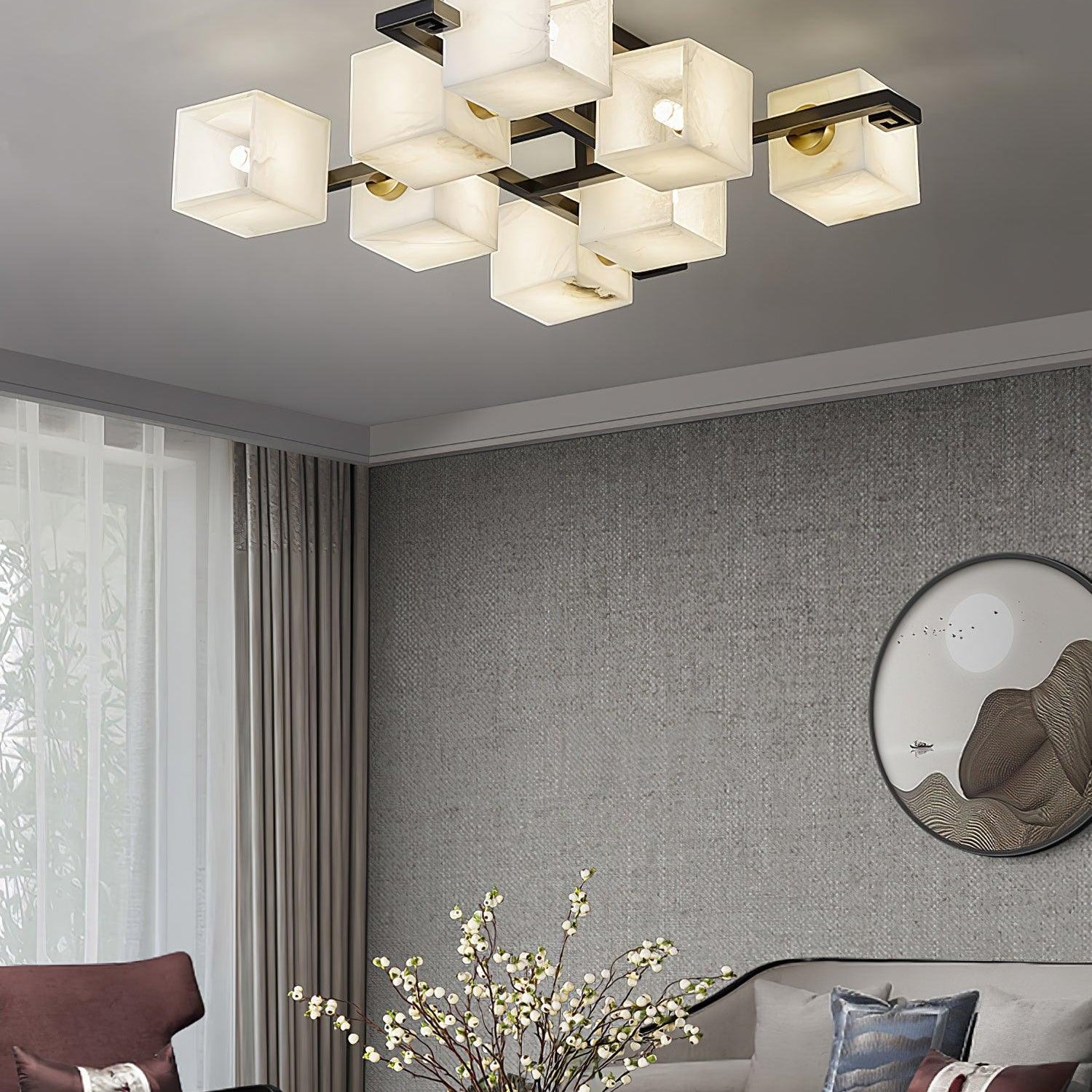 Cubist Alabaster Cluster Ceiling Lamp - by Blushlighting