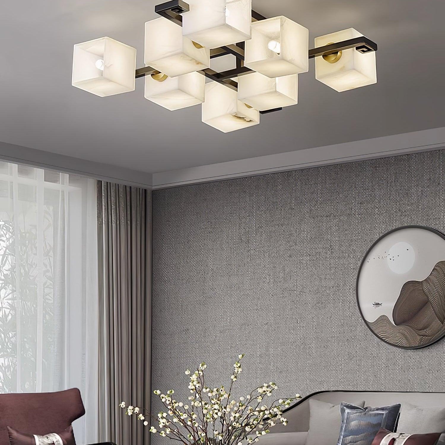 Cubist Alabaster Cluster Ceiling Lamp - by Blushlighting