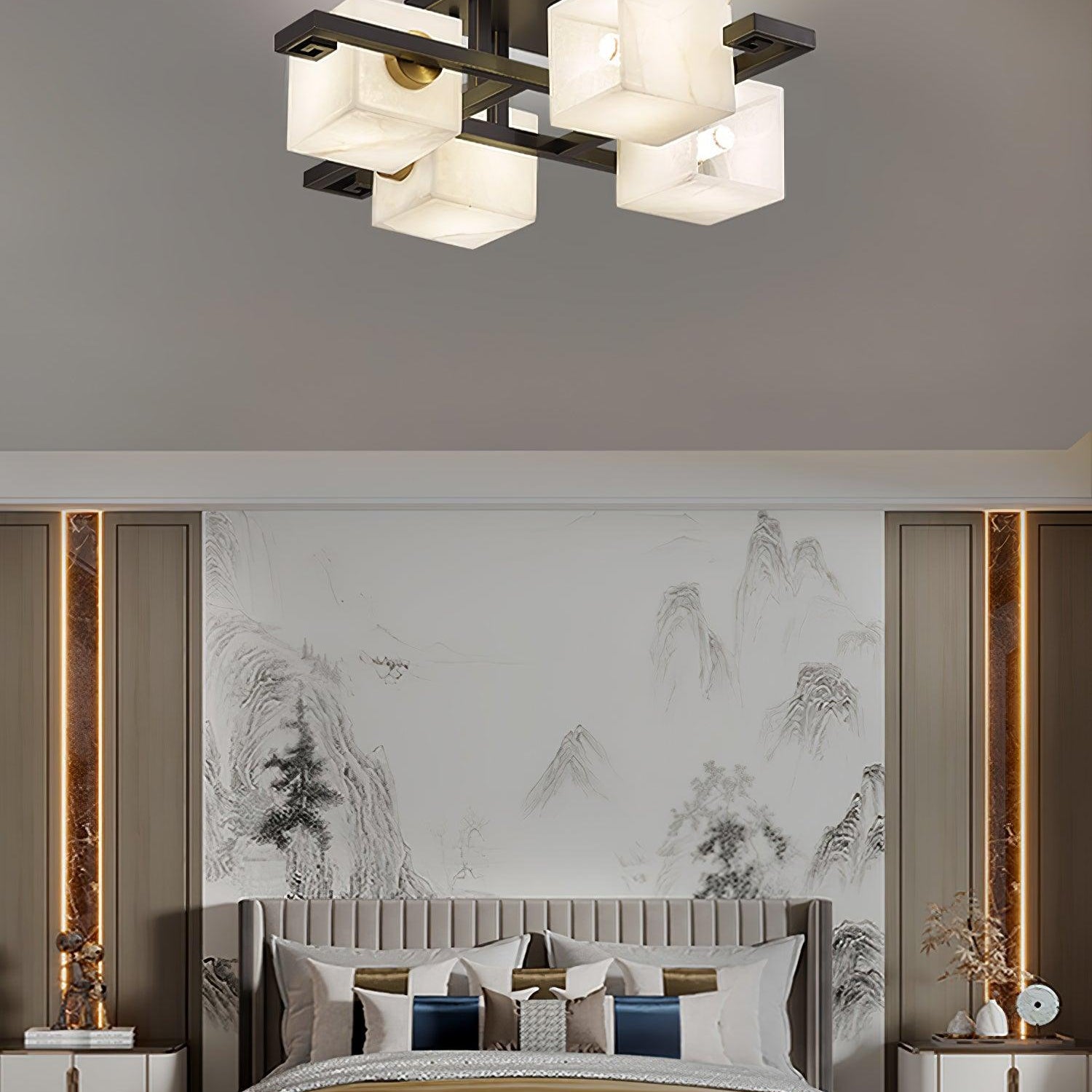 Cubist Alabaster Cluster Ceiling Lamp - by Blushlighting