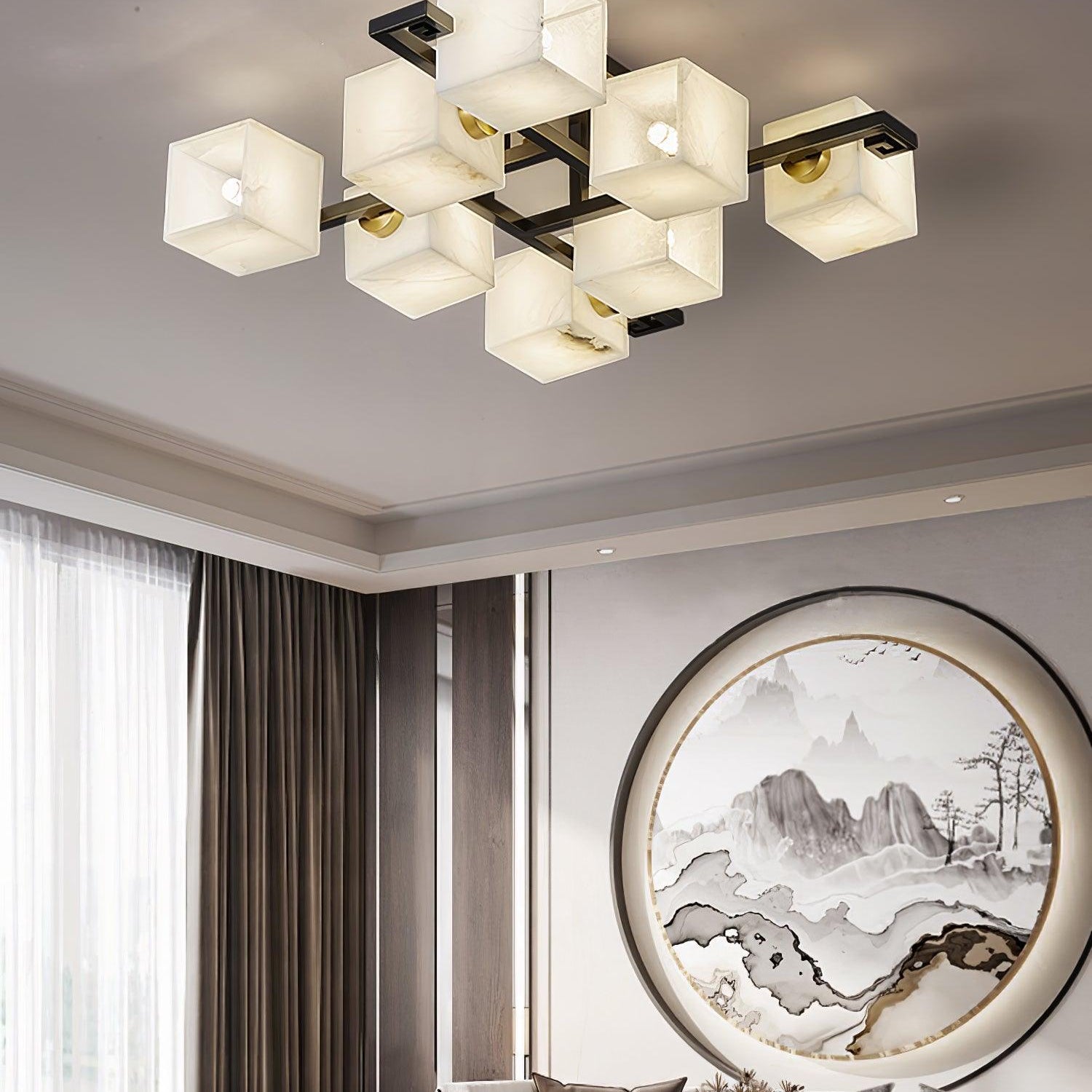 Cubist Alabaster Cluster Ceiling Lamp - by Blushlighting